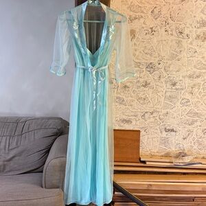 VTG 60s-70s aqua duster/slip lingerie NWT size medium